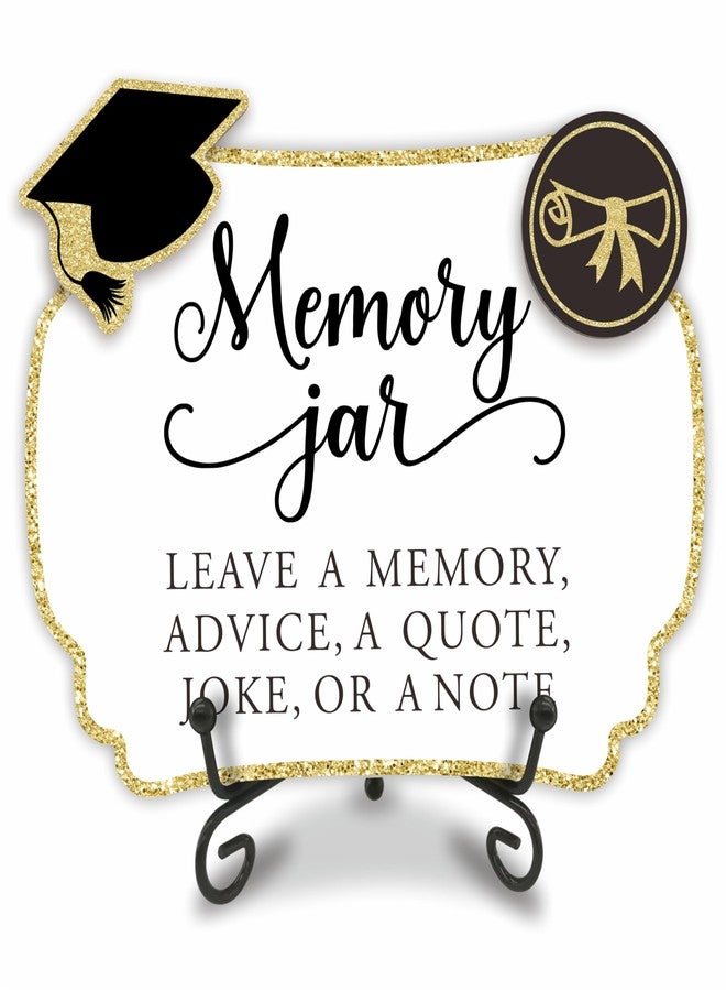NYCTUG Grad Party Wooden Table Sign - Memory Jar Leave A Memory - Buffet Sign, Treat Sign With Metal Support & 2 DIY Wood Decor With Velcro, Grad Party Decorations & Supplies - 10, White - Image 1